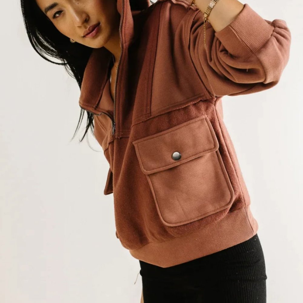 Bohme Katherine Half Zip in Brick